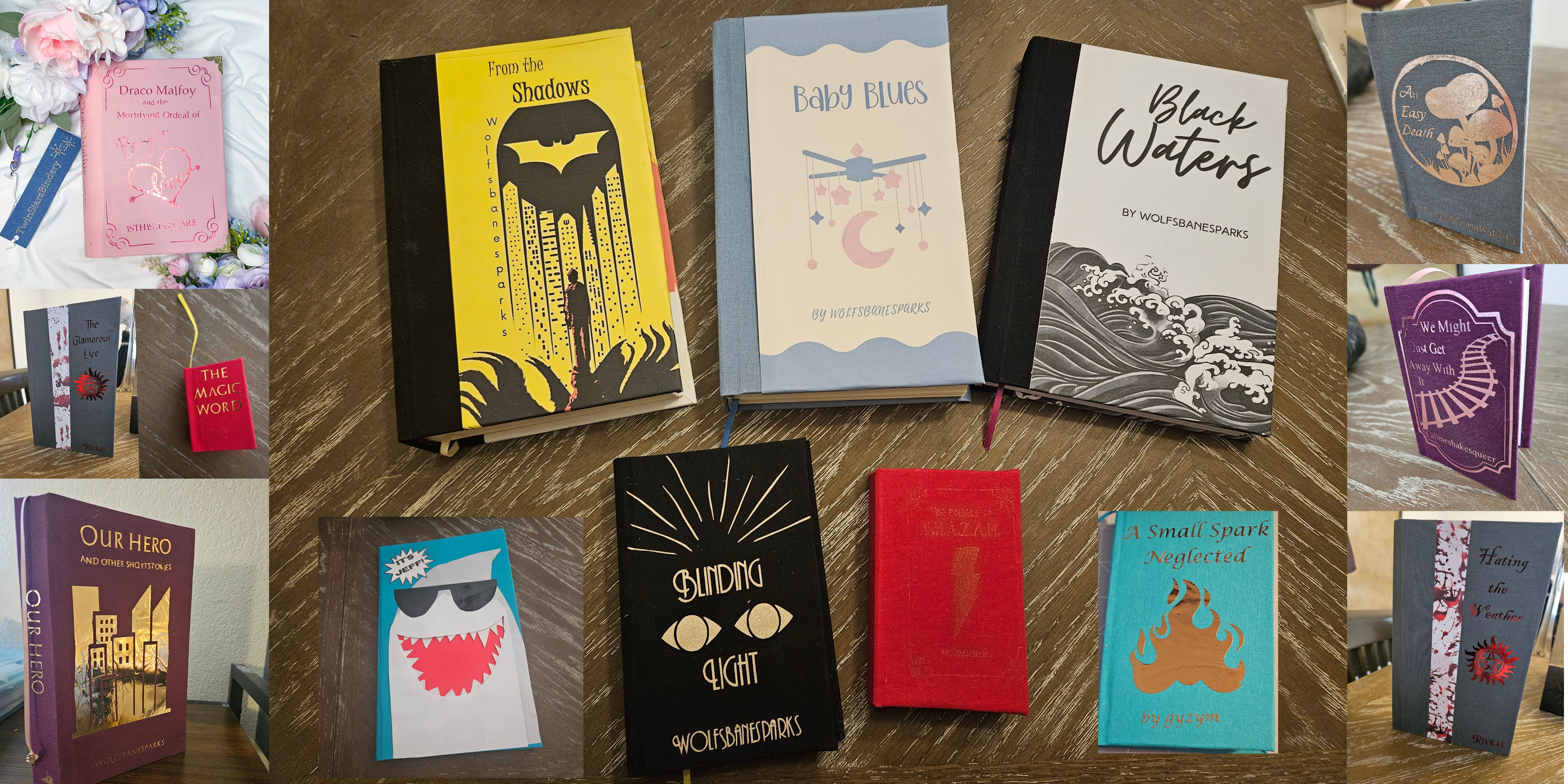 a variety of handbound books
